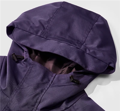 Outdoor zip up jacket with hood purple